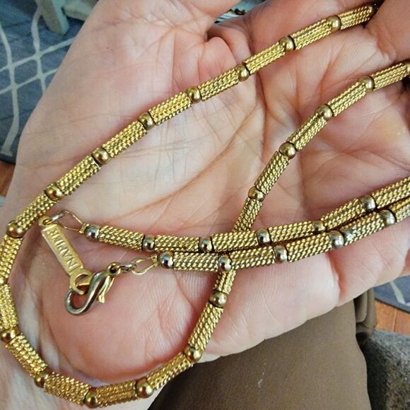 #Vintage #Napier #23K Gold Plated 23" Cylindrical Chain Necklace 39grams Signed - Picture 6 of 6